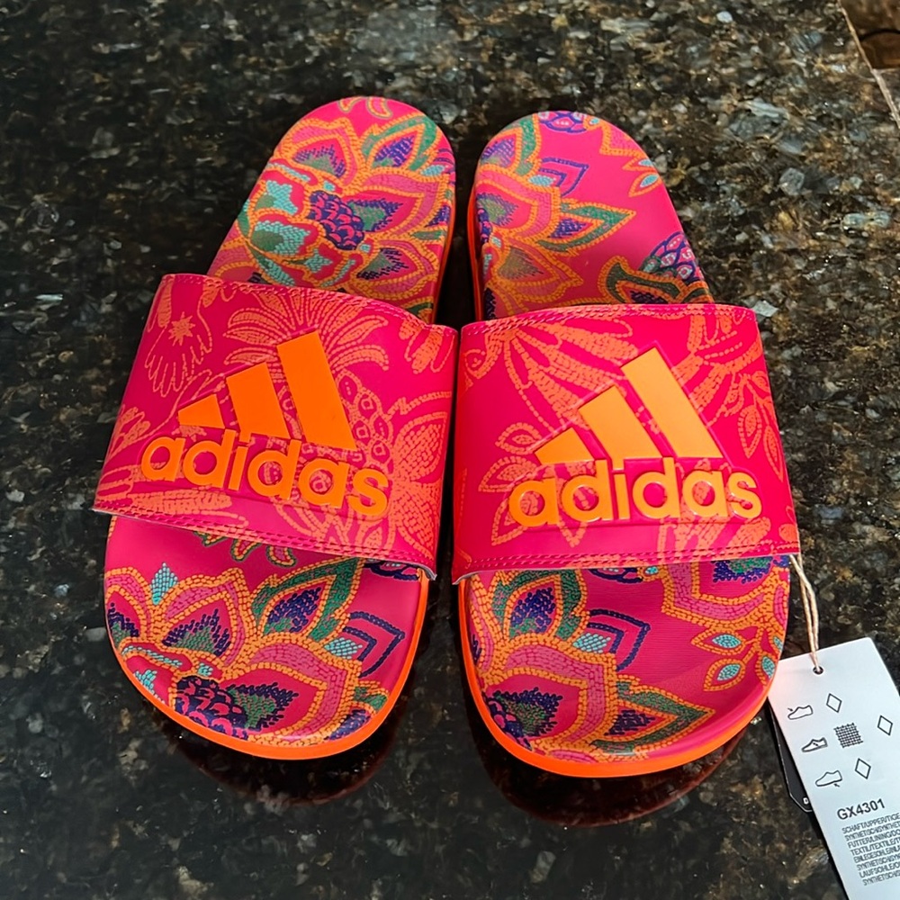 NWT Farm Rio x Adidas Adilette Slide